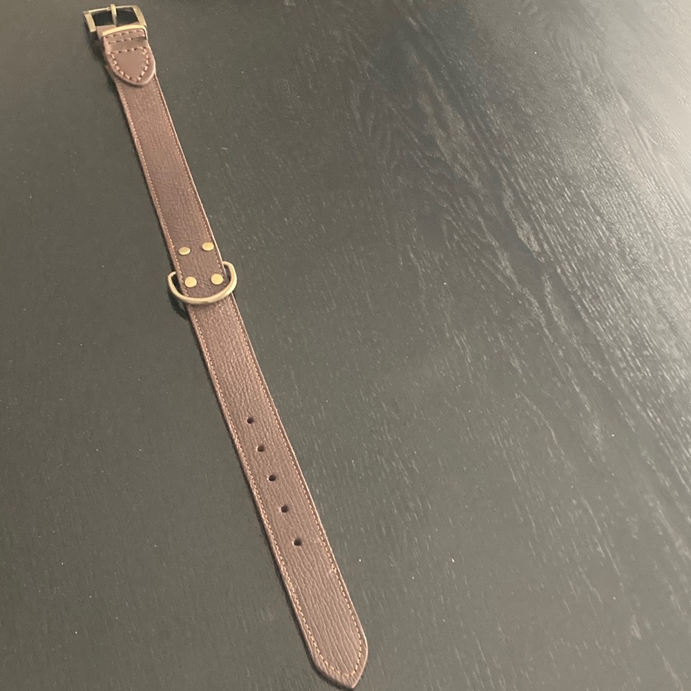 Brown Leather Double-Ring Dog Collar with Brass Hardware. This is new.